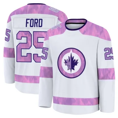 White Youth Parker Ford Premium Winnipeg Jets 2024 Hockey Fights Cancer Practice Jersey